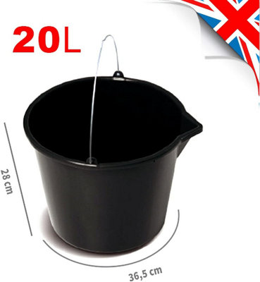 KADAX Plastic Bucket 20L, Large Orange Builders Bucket With Metal