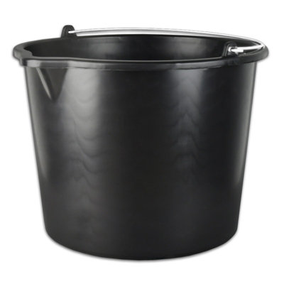 Agritrade AK 3 x 16L Black Builders Bucket with Spout - Durable Plastic ...
