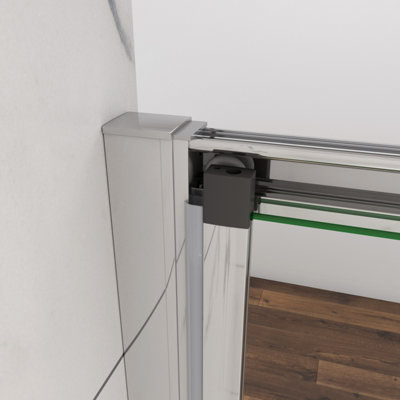 Sliding Shower Door 1400x900mm Easy Plumb Tray 6mm Safety Glass