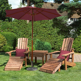 Aidandack Patio Set, Relax Chairs with Side Table - W200 x D145 x H95 - Fully Assembled - Burgundy