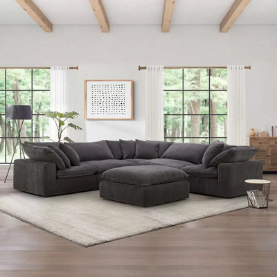 Aiden Ivy Sereen Dark Grey Piece Modular Sofa with Ottoman