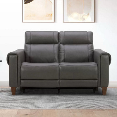 Aiden Ivy Spencer Seater Grey Leather Power Reclining Sofa