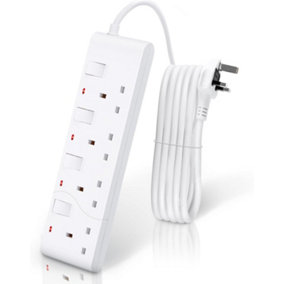 Aigostar 1.8M Extension Lead 4 Way with Individual Switches