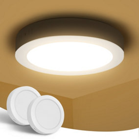 Aigostar 12W LED Ceiling Lights, 1300LM Round LED 3000K Warm White Pack of 2