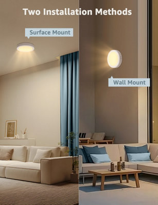 Aigostar 12W LED Ceiling Lights, 1300LM Round LED 3000K Warm White Pack ...