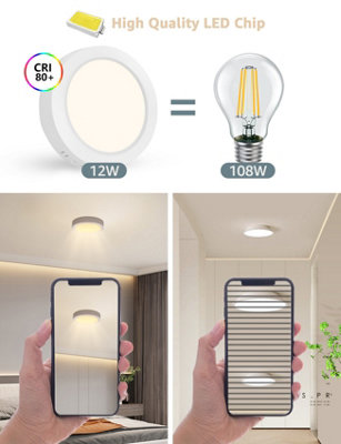 Aigostar 12W LED Ceiling Lights, 1300LM Round LED 3000K Warm White Pack ...