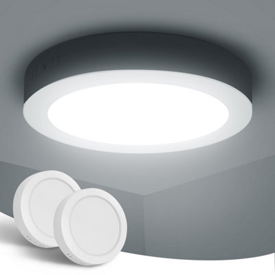 Aigostar 12W LED Ceiling Lights, 1350LM Round LED 6500K Cool White Pack of 2