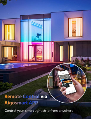 Aigostar 15m Smart LED Strip Lights with Remote Control, WiFi App Control Compatible with Alexa and Google Assistant(2x7.5M)
