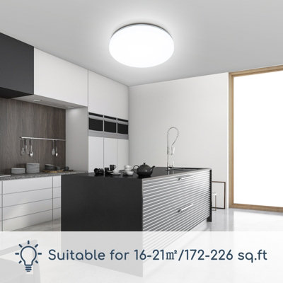 Aigostar 18W Bathroom Ceiling Light, 2100LM LED Light IP54 Waterproof 6500K Cool White