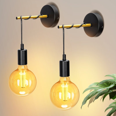 Aigostar 2 Pack E27 Metal Wall Sconces without bulbs