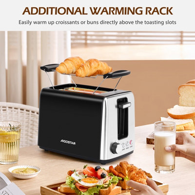 Aigostar 2 Slice Toaster with Warming Rack, 750W