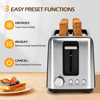 Aigostar 2 Slice Toaster with Warming Rack, 750W