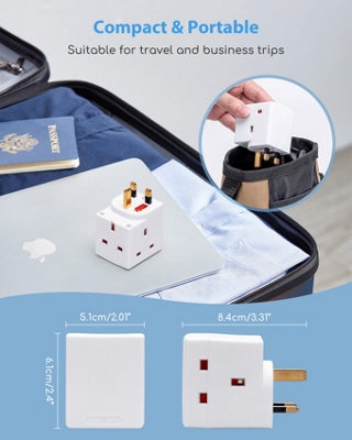 Aigostar 3-Way Socket Adapter 13Amp Plug-in Wall Extender Pack of 2