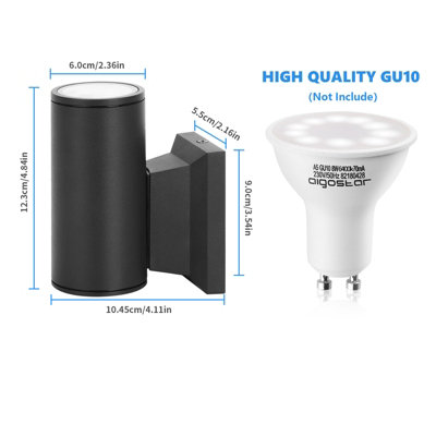 Aigostar 35W Outdoor Wall Lights Mains Powered, IP65 Down B Wall Sconce,compatible with GU10 Bulbs(not included)