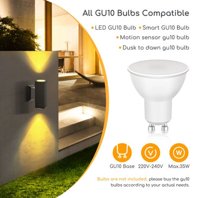 Aigostar 35W Outdoor Wall Lights Mains Powered, IP65 Up Down Square B Wall Sconce,compatible with GU10 Bulbs(not included)