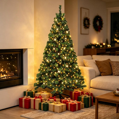 Aigostar 6ft Pre Lit Christmas Tree with 300 Warm White LED Lights, 180CM