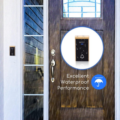 Aigostar Black Wireless Doorbell, IP44 Waterproof Cordless Door Chime Kit with 1 Receiver