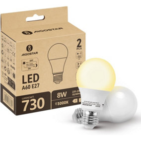 Aigostar Dusk to Dawn Light Bulbs, 8W Dawn Till Dusk Bulbs 55W Equivalent