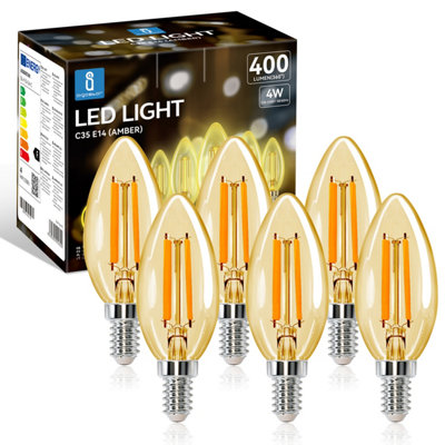 Aigostar E14 LED Light Bulb 4W Warm White 2200K Candle Bulbs Pack of 6