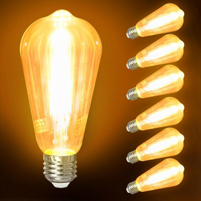 Aigostar E27 LED Bulb Vintage ST64 Light Bulb 10W 1100LM 2200K Warm White 77W Equivalent Pack of 6