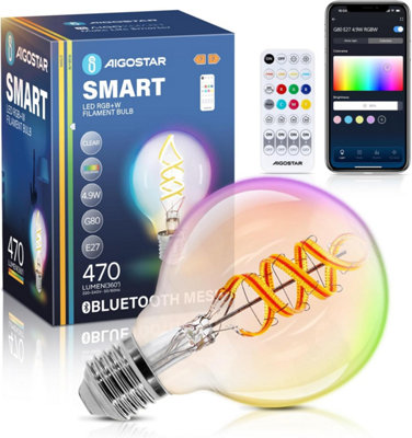 Aigostar E27 Smart Bluetooth Mesh Bulb 4.9W 470LM G80