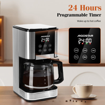 Aigostar Filter Coffee Machine with LED Touch Screen, 1.5L Programmable