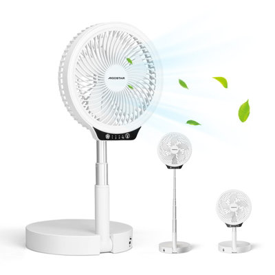Aigostar Foldable Standing Fan with Night Light, 4 Speeds, 8000mAh Rechargeable USB Portable Pedestal Fan, Height Adjustab Price Comparisons | Compare The Build