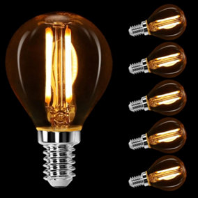 Aigostar G45 Light Bulbs Screw Small, E14 Filament Bulbs 4W 400LM 2200K, Pack of 5