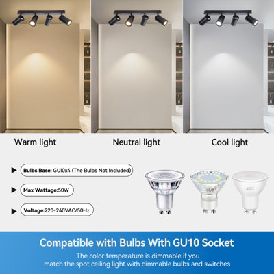 Aigostar Kitchen Lights Ceiling, 4 Way Spotlight Ceiling Lights GU10