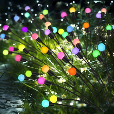 Aigostar LED Solar Path Light, 4 Pack Solar Firefly Lights RGB