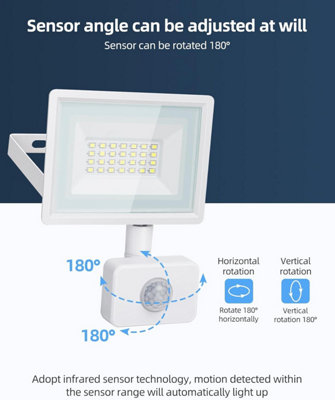 Aigostar Security Lights Outdoor Motion Sensor, 20W PIR Floodlight ...