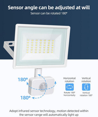 Aigostar Security Lights Outdoor Motion Sensor, 30W PIR Floodlight ...