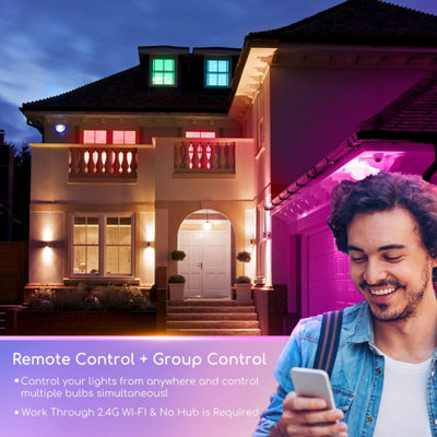 Aigostar Smart Bulbs E27 SL2 Smart WiFi LED 15W 1500LM, WiFi Dimmable RGB & 2700K-6500K, App Control, Compatible with Alexa/Google Home, Pack of 4