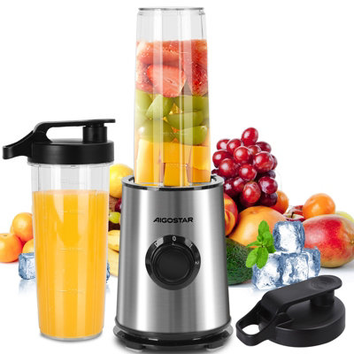 Aigostar Smoothie Maker, 600W  with 2 800ml BPA Free Cup, 2 Speeds & Pulse Setting