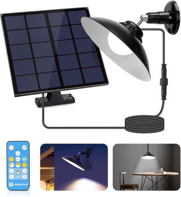 YUMAMEI Solar Pendant Light – Outdoor/Indoor Hanging Lamp With Pull Cord & Remote, Adjustable Solar Panel, For Patio, Gazebo, Barn, Garage