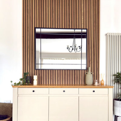 Aimi Black Metal Window Mirror by Jobu Home - 120cm x 95cm, Wall-Mounted or Leaning, Modern Rectangle Mirror for Any Room
