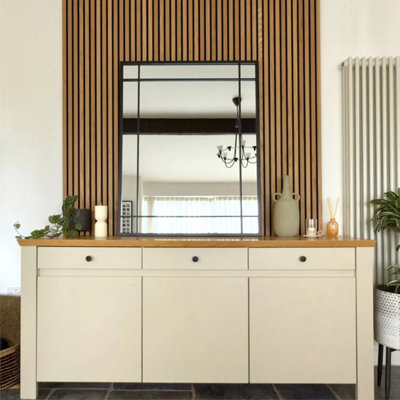 Aimi Black Metal Window Mirror by Jobu Home - 120cm x 95cm, Wall-Mounted or Leaning, Modern Rectangle Mirror for Any Room