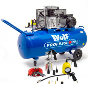 Air Compressor Wolf Pro Dakota Portable 150L, 14 CFM, 3HP & 13pc Air Tool Kit