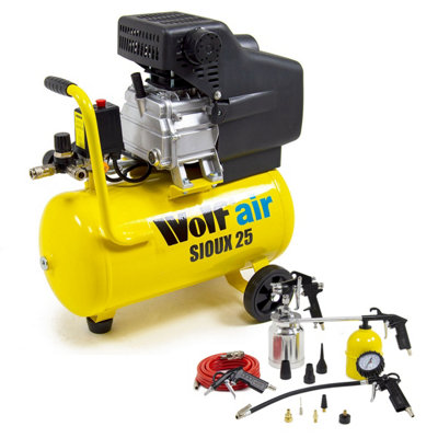 Air Compressor Wolf Sioux 25 Portable 24L, 9.6 CFM, 2.5HP & 13pc Air Tool Kit