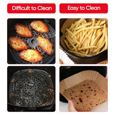 100pk Square Air Fryer Liners Disposable - 8.5 Inch - Perforated