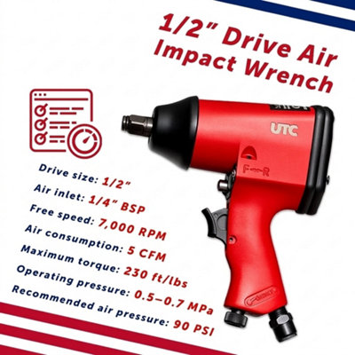 Air Impact Wrench Kit 1 2 Inch Drive 17 Piece Socket Set With Extension ...