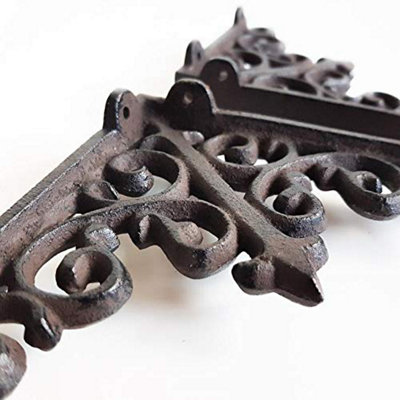 air of Medium Brown Victorian Cast Iron Wall Shelf Brackets Supports Heavy Duty - 3