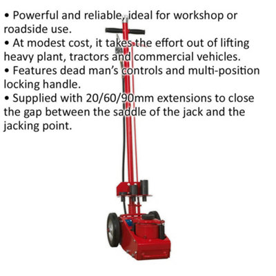 Air Operated Trolley Jack - 20 Tonne Capacity - Single Stage - 548mm Max Height