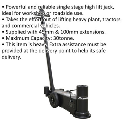 Air Operated Trolley Jack - 30 Tonne Capacity - Single Stage - 772mm Max Height