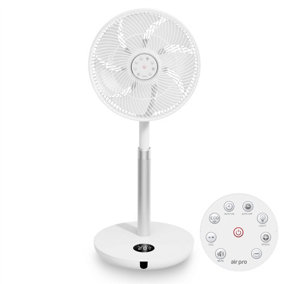Air Pro 12" Pedestal Fan With Remote Control & Digital Display - Low Energy Motor - Height Adjustable Cooling Fan - 12 Speed Turbo