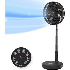 Air Pro 13" Pedestal Fan With Remote Control - Oscillating Foldable Height Adjustable Cooling Fan - LED Display - 12 Speed Turbo
