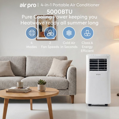 Air Pro 3-in-1 Portable Air Conditioner 5000 BTU Smart Wifi, 24H Timer ...