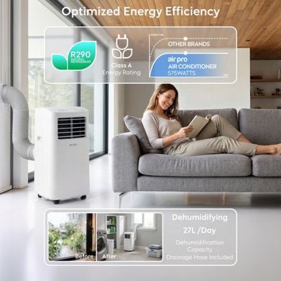 Air Pro 3-in-1 Portable Air Conditioner 5000 BTU Smart Wifi, 24H Timer ...