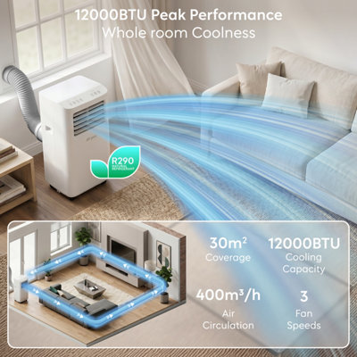 Air Pro 4-in-1 Portable Air Conditioner 12000 BTU Smart Wifi, 24H Timer ...