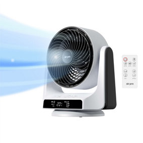 Air Pro Desk Fan Ultra Quiet Air Cooling & Circulator Table Fan - 8 Speeds 4 Mode Settings 90 Degree Variable Tilt - White/Black
